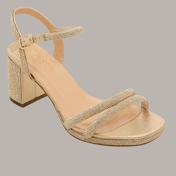 Nelly Shimmer Block Heel 2.6" With Platform | Gold