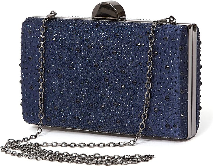Lady Couture Dressy Bag with Stones |Navy, Sliver