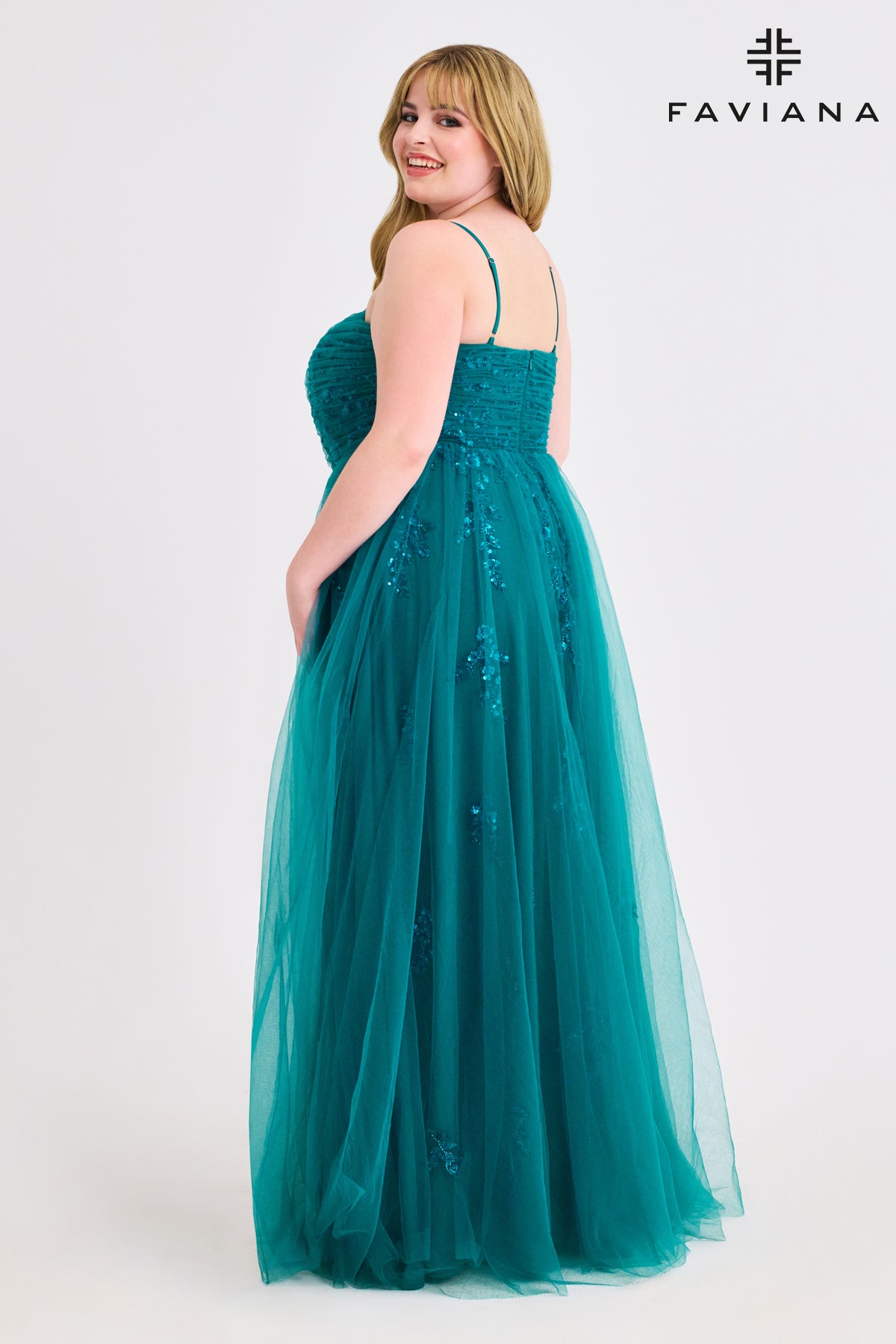 Faviana 9598 Beaded Tulle Ball Gown