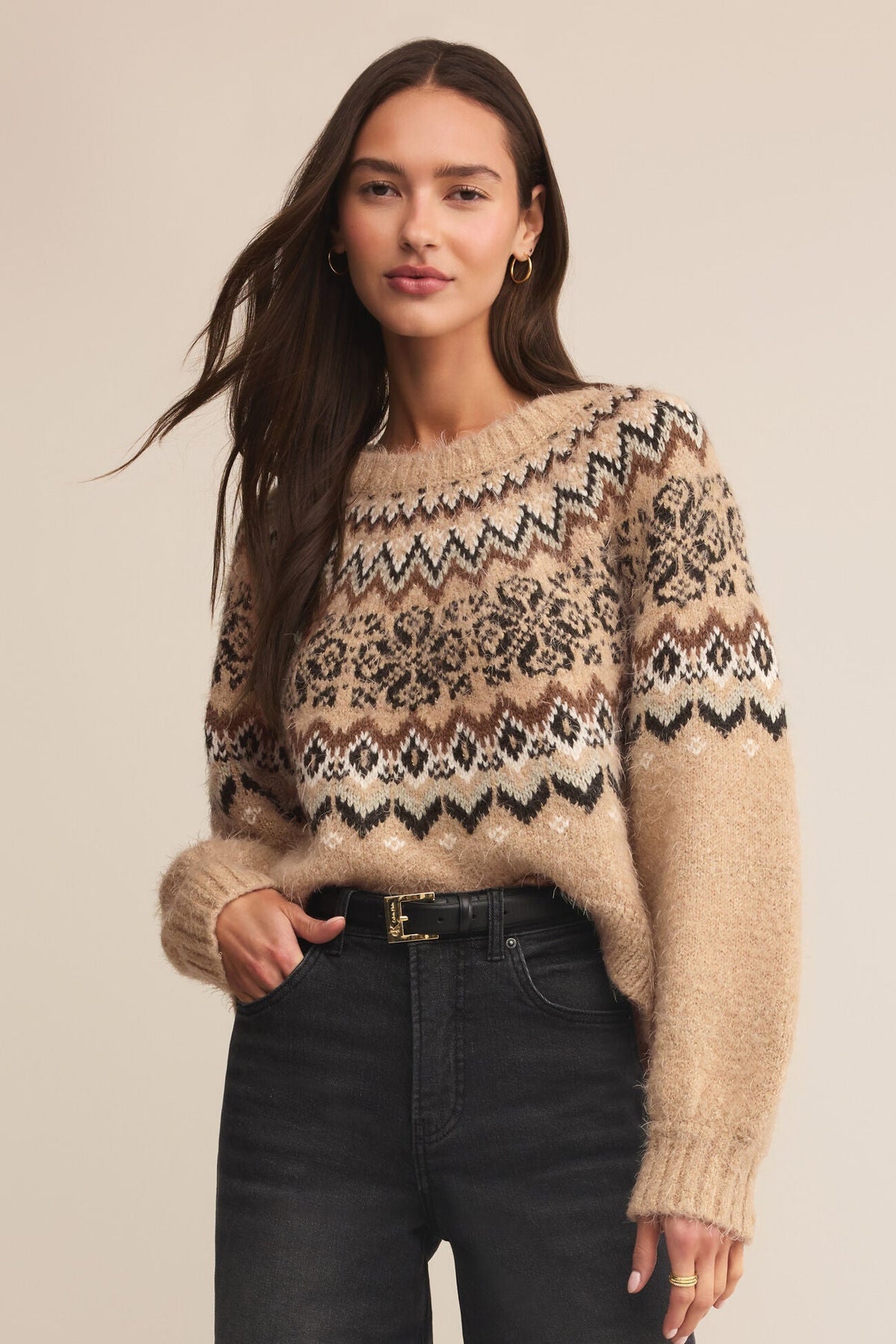 Kenaby Fair Isle Sweater | Oatmeal Heather