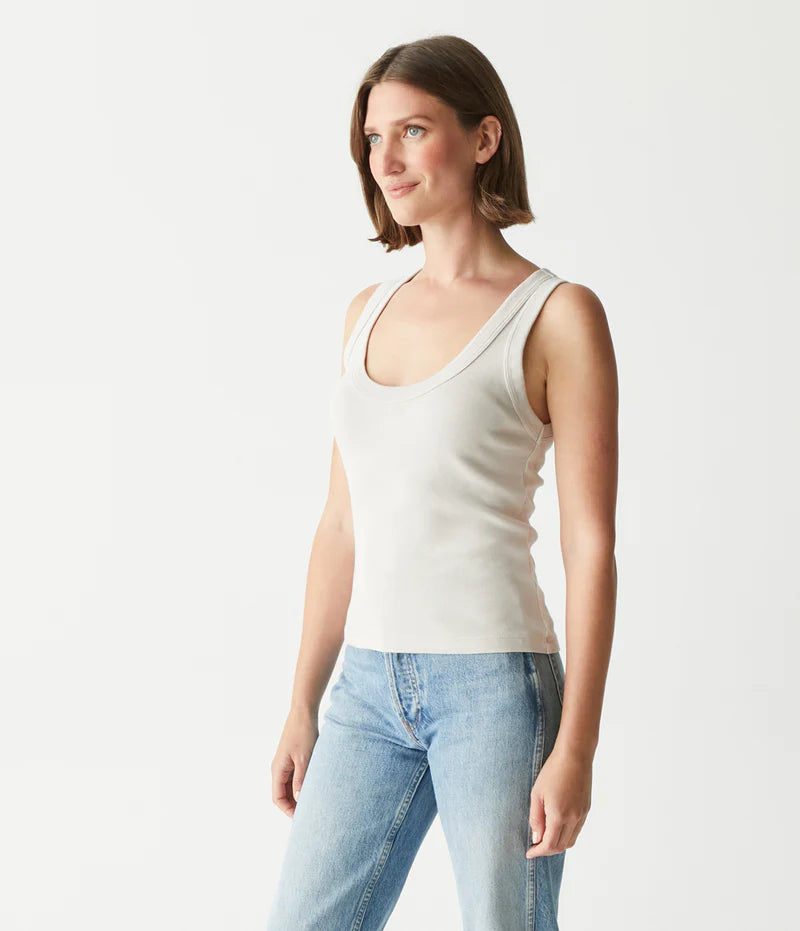 Elodie Cropped Scoop Neck Tank | White, Cement, Rose