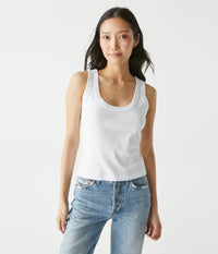Elodie Cropped Scoop Neck Tank | White, Cement, Rose