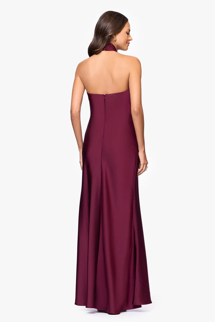 Satin Halter Gown | Wine