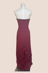 Strapless Open Work Hem Gown | Wine