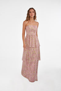 B2 B283018 Strapless Tiered Floral Gown