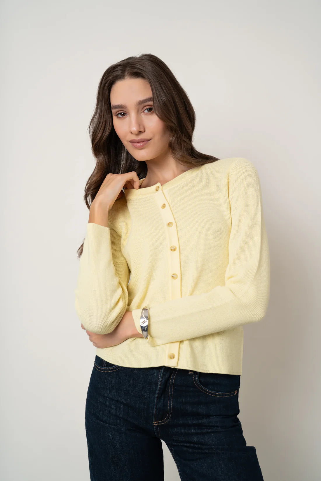 Waffle Cardigan | Eclipse, Popcorn