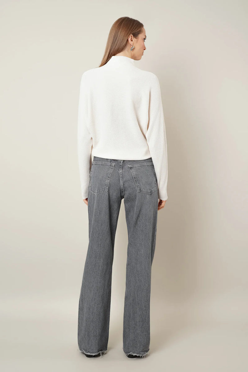 Funnel Neck Waffle Knit Sweater | Cream, Pumice Heather