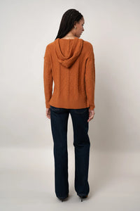 Cable Hoodie Sweater | Apricot Buff, Cream