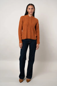 Cable Hoodie Sweater | Apricot Buff, Cream