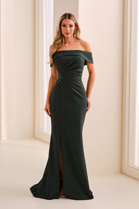 Cameron Blake CB442 Crepe Off the Shoulder Gown