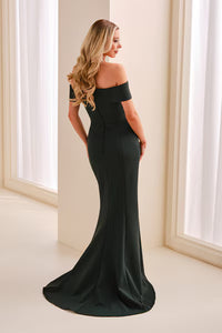 Cameron Blake CB442 Crepe Off the Shoulder Gown