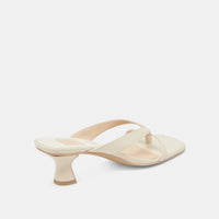 Horiztonal Strap Chunky Kitten Heel | Bone Leather