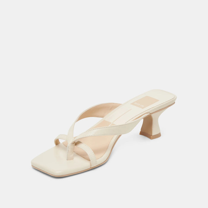 Horiztonal Strap Chunky Kitten Heel | Bone Leather