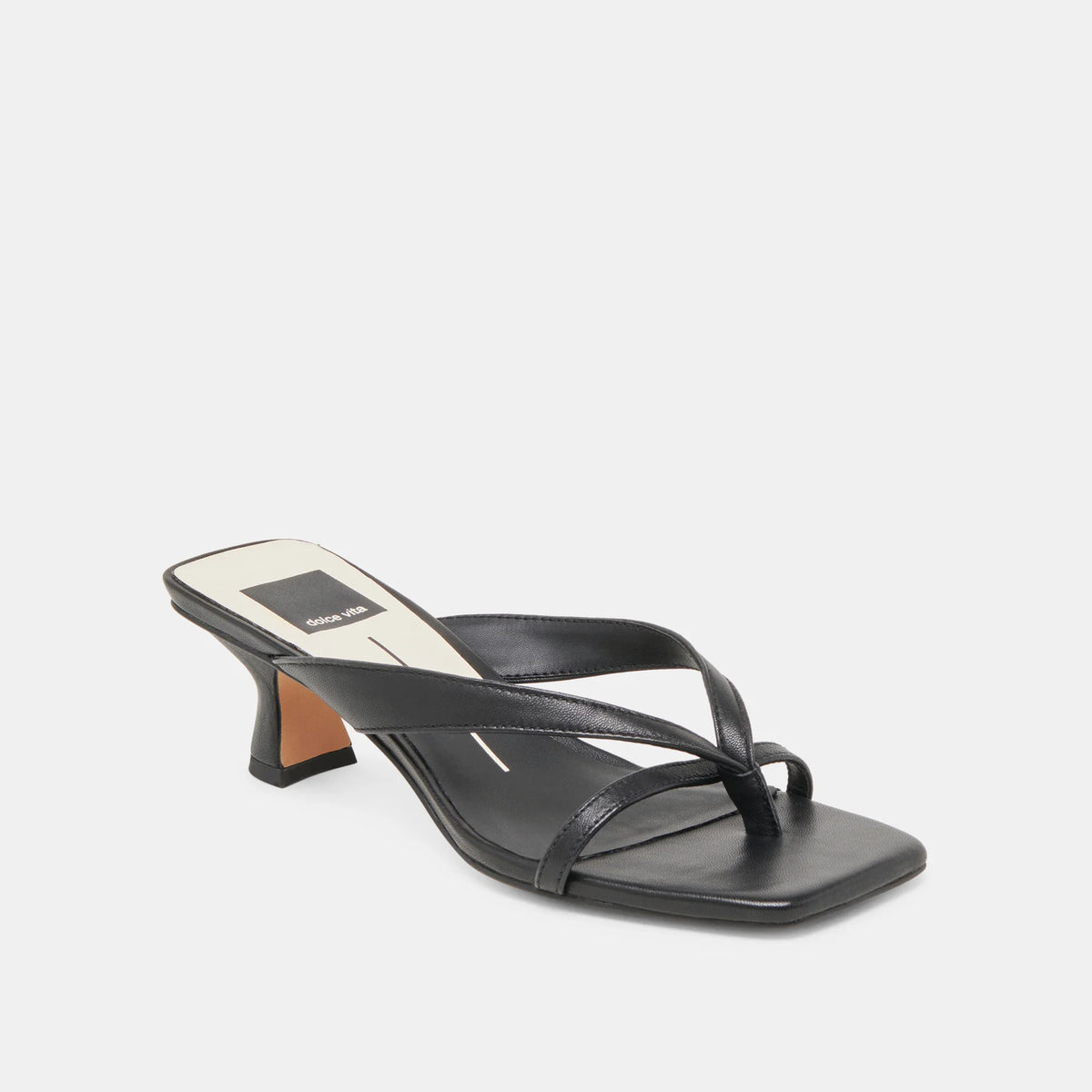 Horizontal Strap Chunky Kitten Heel | Onyx Leather