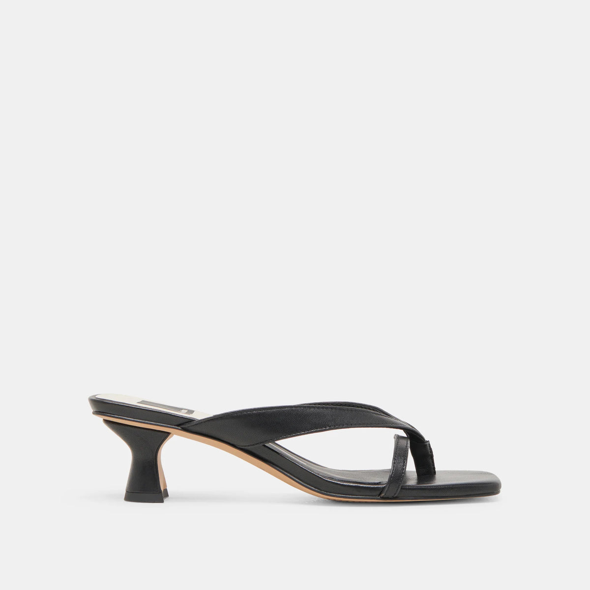 Horizontal Strap Chunky Kitten Heel | Onyx Leather