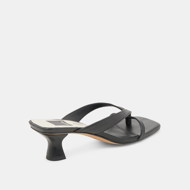 Horizontal Strap Chunky Kitten Heel | Onyx Leather