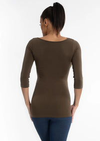 3/4 Sleeve Top | Olive, Black