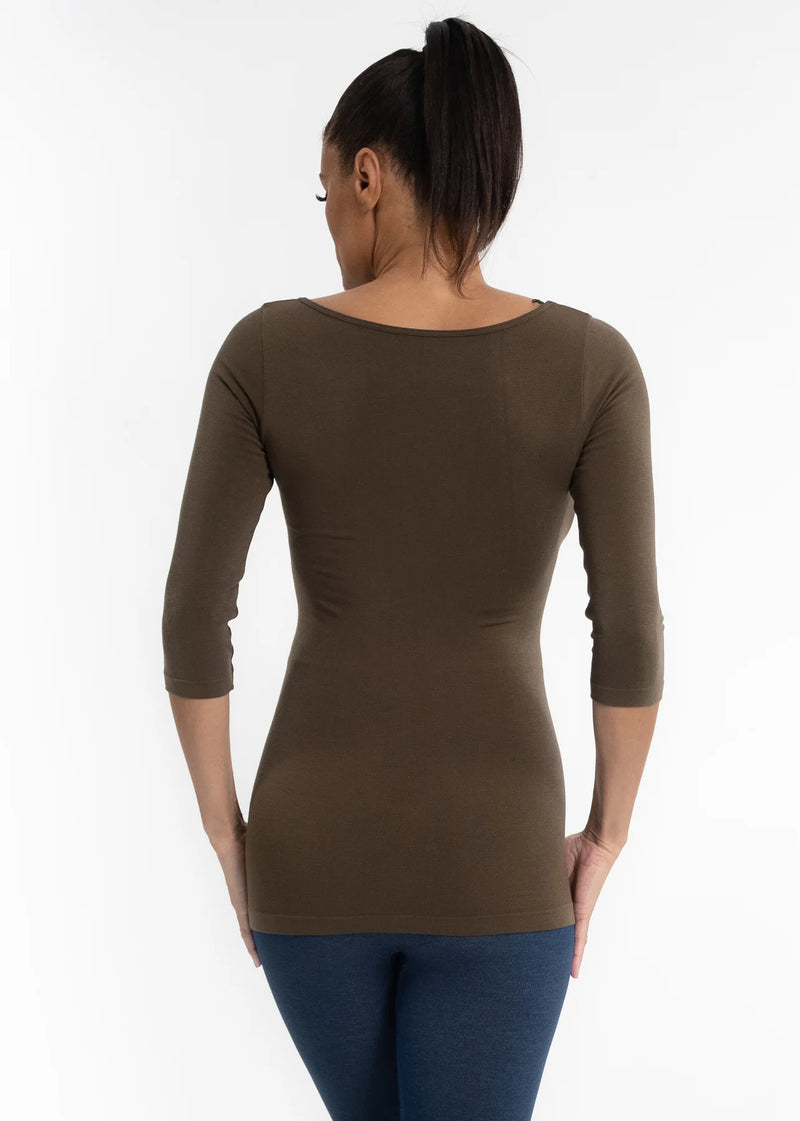 3/4 Sleeve Top | Olive, Black