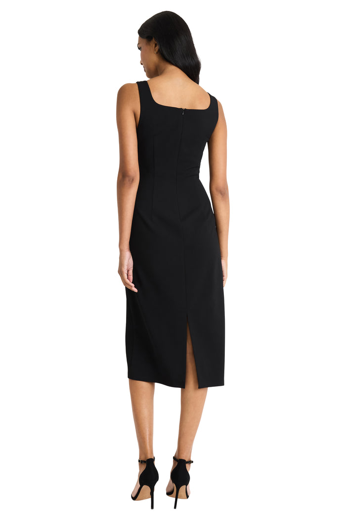 Scuba Crepe Tank Dress w/ Buckle | Black