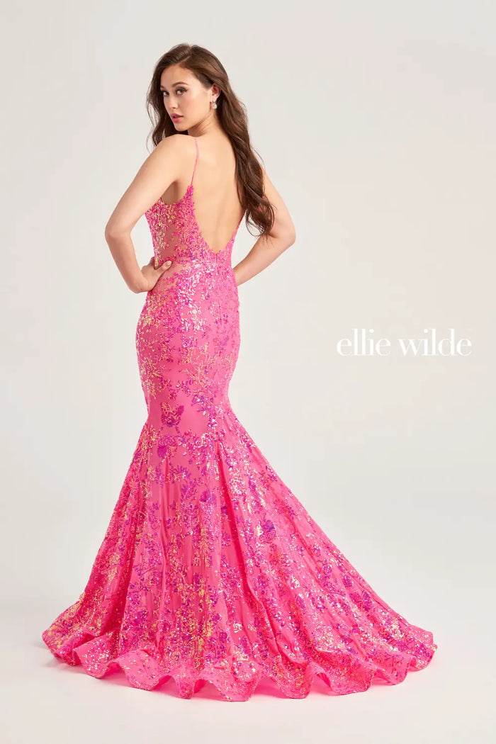 Ellie Wilde 35015 Cami Sequin Patterned Gown