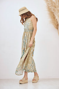 Print Halter Dress | Green