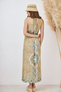 Print Halter Dress | Green