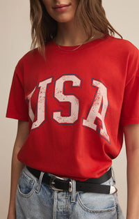 USA Boyfriend Tee | Cabana Red