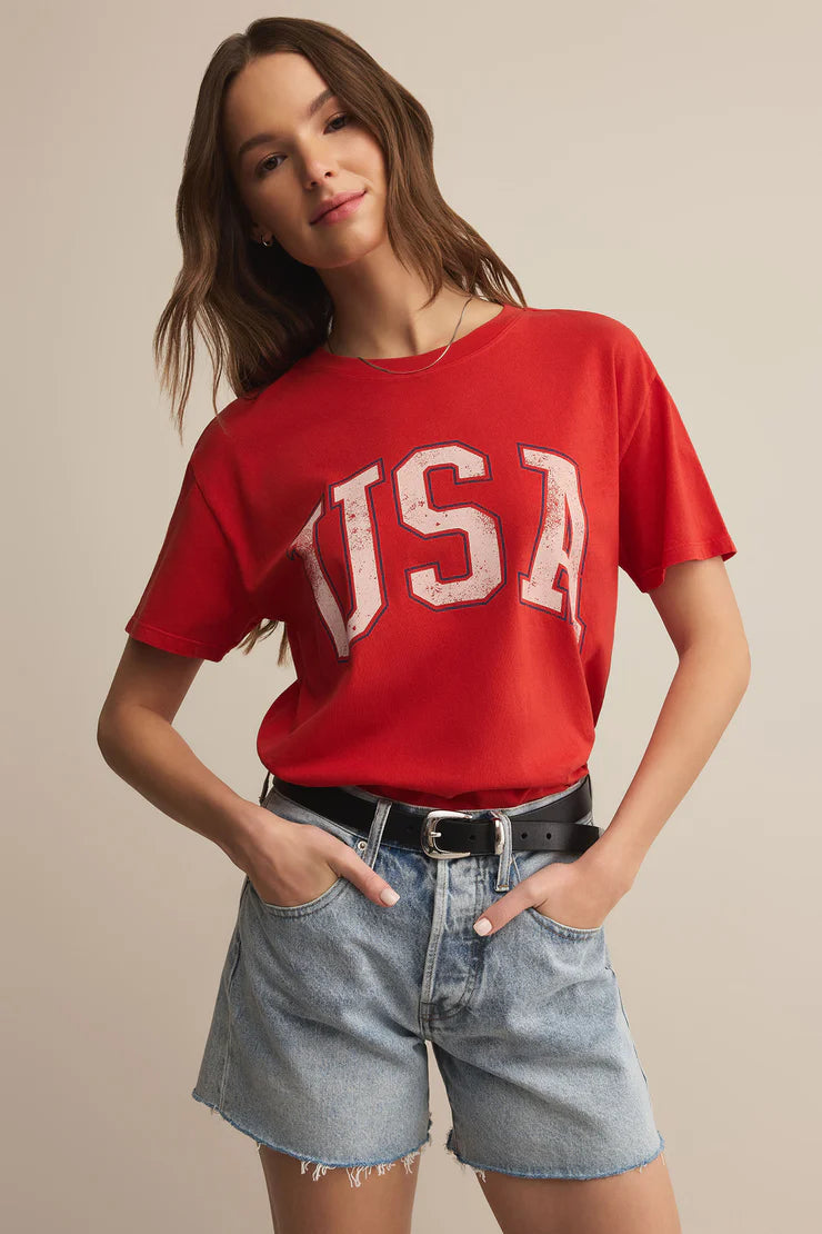 USA Boyfriend Tee | Cabana Red