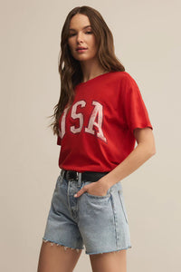 USA Boyfriend Tee | Cabana Red