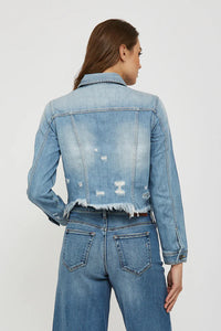 Distressed Denim Jacket | Light Blue