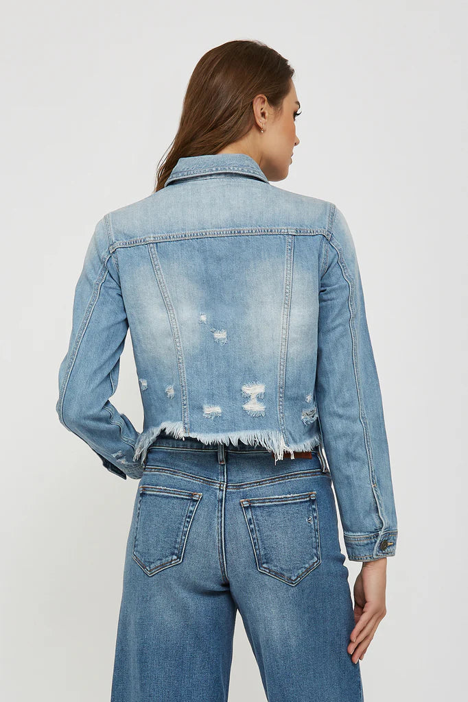 Distressed Denim Jacket | Light Blue