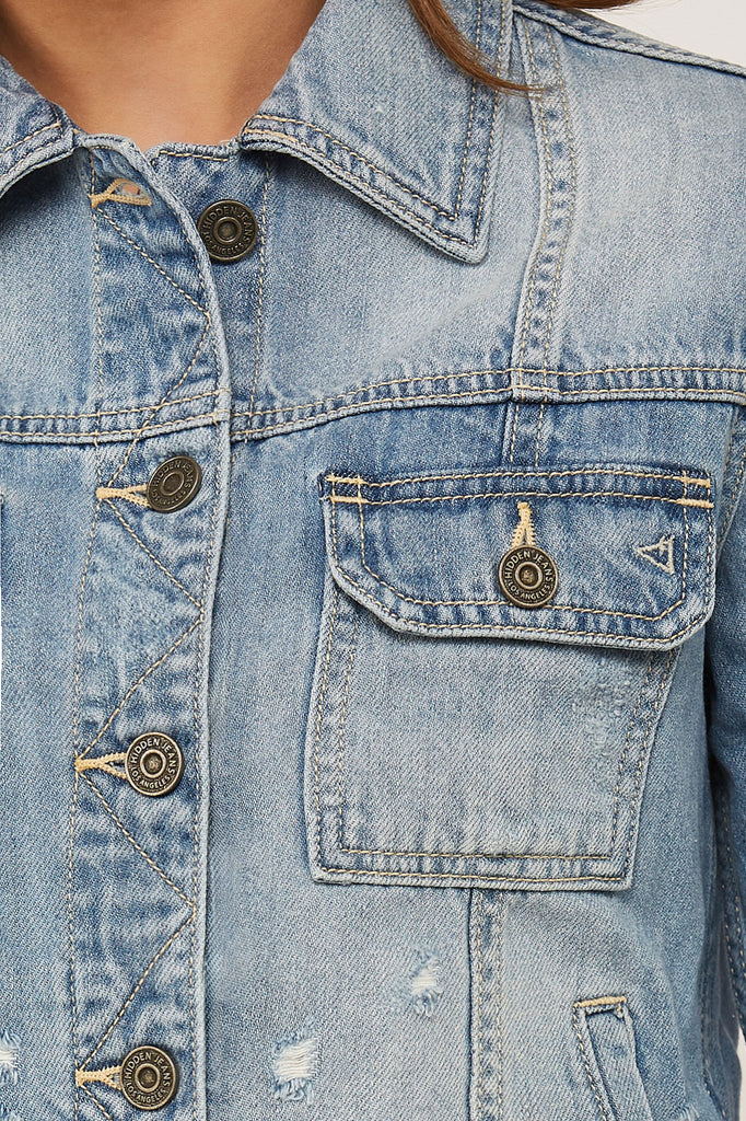Distressed Denim Jacket | Light Blue