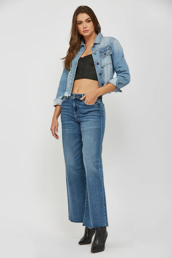 Distressed Denim Jacket | Light Blue