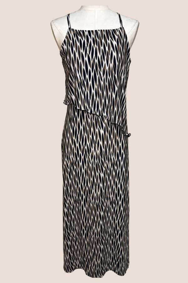 Halter Flounce Tea Length Dress | Neat