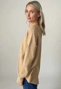 Crewneck Ribbed Sweater | Taupe