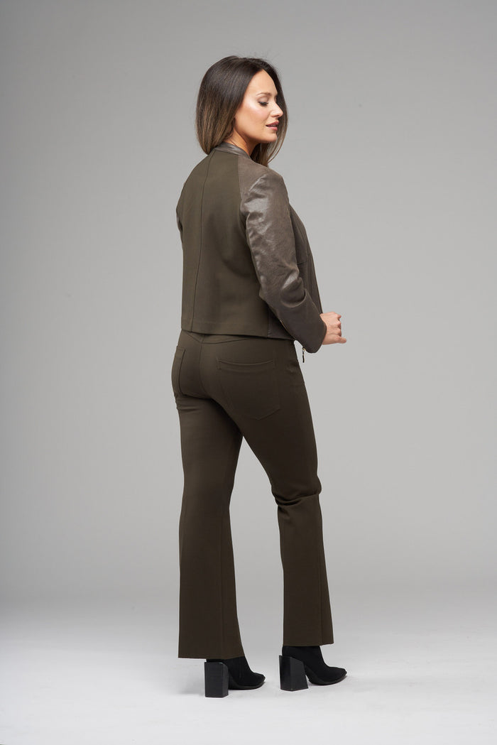 Faux Leather Scuba Jacket | New Olive