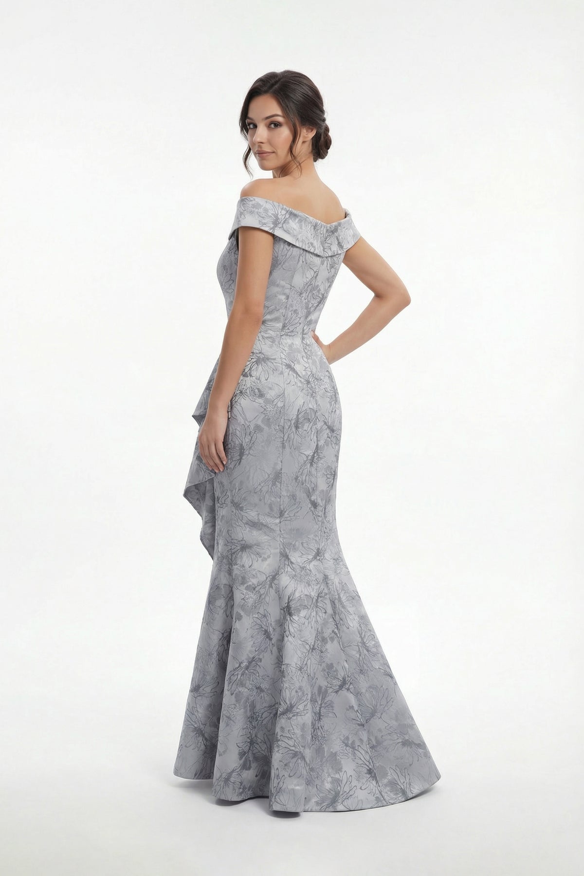 Jasmine K288071 Off the Shoulder Gail Jacquard Gown