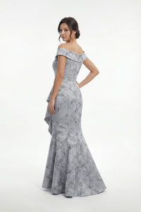 Jasmine K288071 Off the Shoulder Gail Jacquard Gown