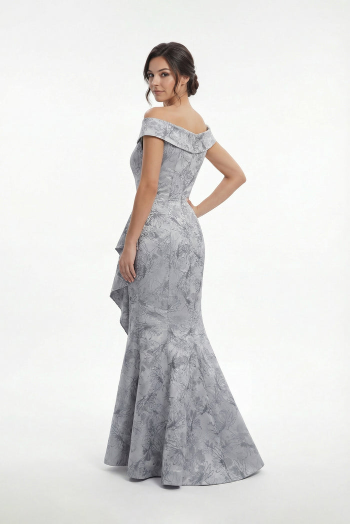 Jasmine K288071 Off the Shoulder Gail Jacquard Gown