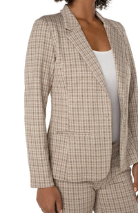 Fitted Blazer | Cappuccino Dotted Plaid