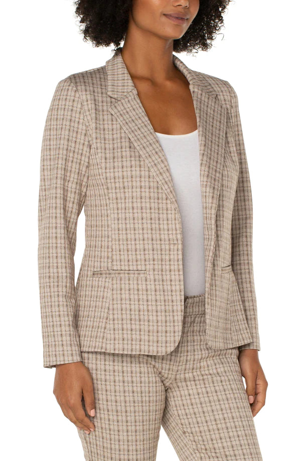 Fitted Blazer | Cappuccino Dotted Plaid