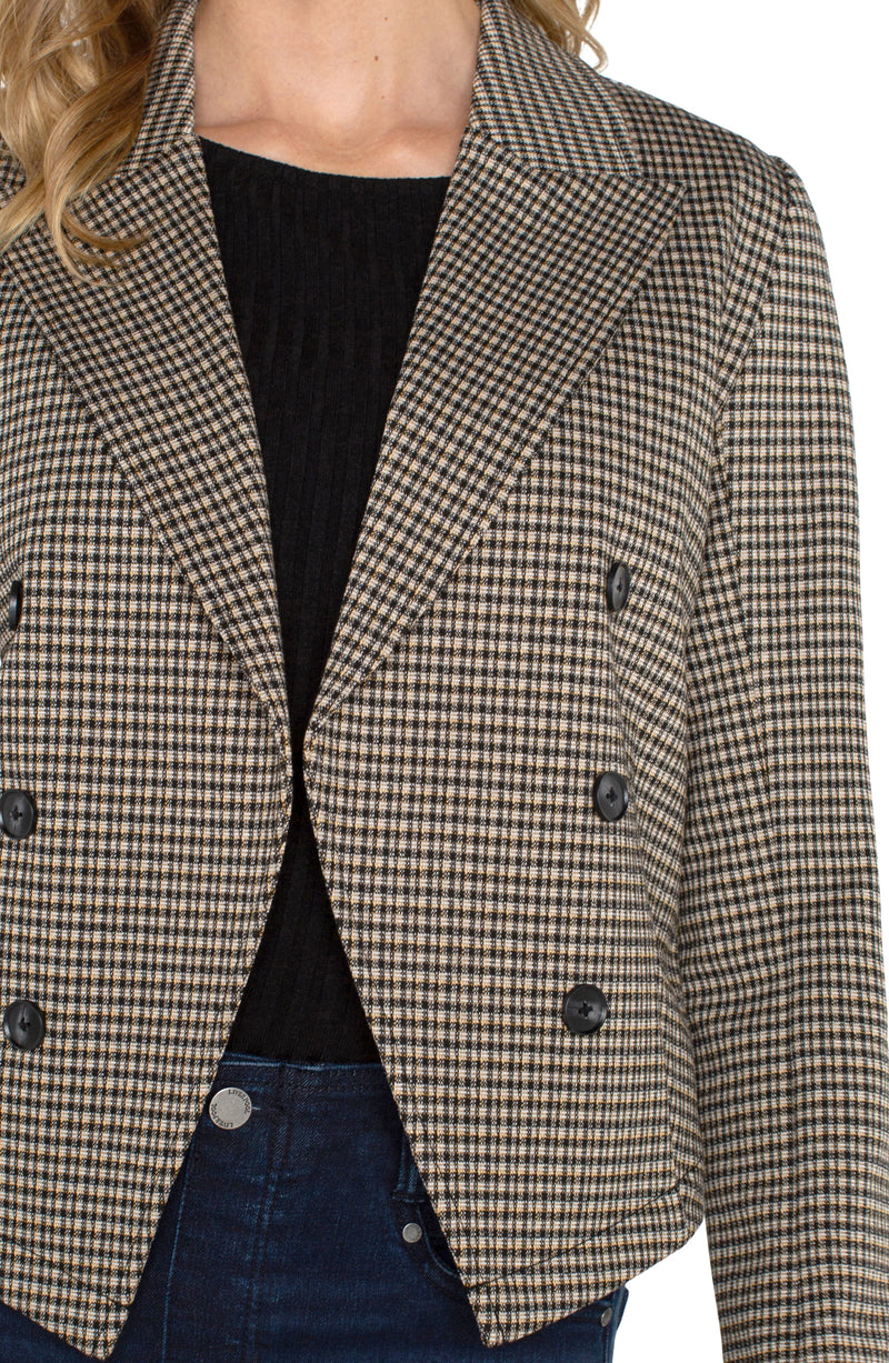 Open Front Blazer | Black Tan Check