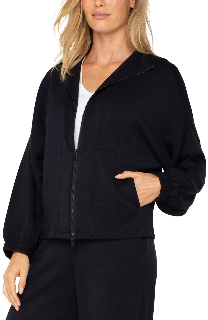 Zip Up Funnel Neck Jacket | Black