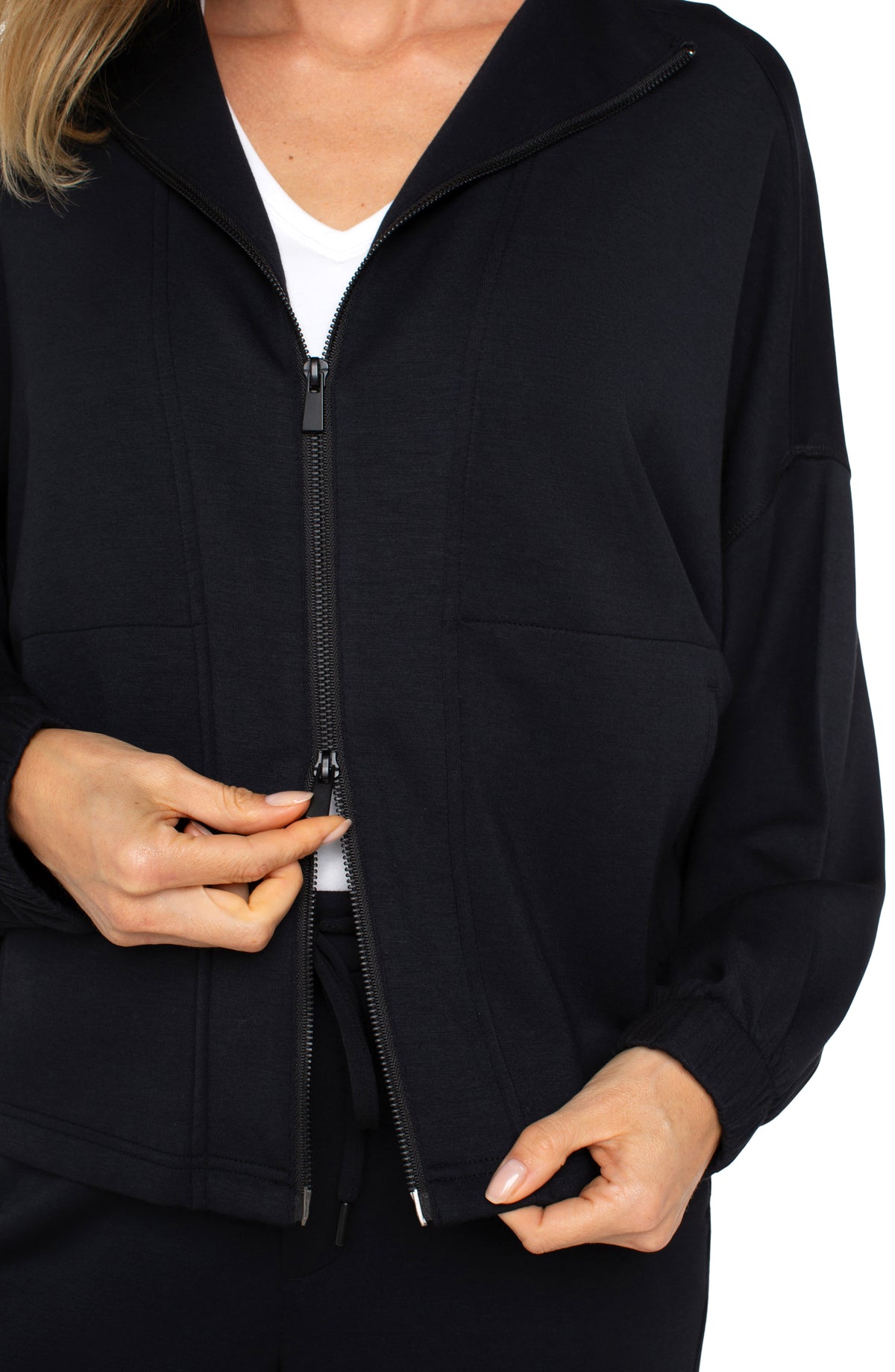 Zip Up Funnel Neck Jacket | Black