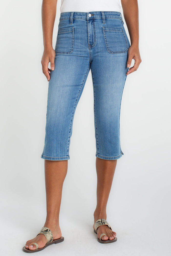 Capri with Patch Pockets 19" Inseam | Ocean Breeze