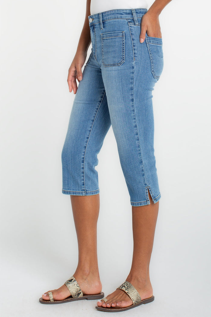 Capri with Patch Pockets 19" Inseam | Ocean Breeze