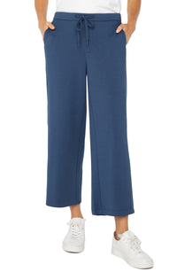 Pull-On Wide Leg Crop Trouser | Prussian Blue