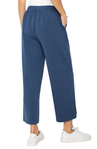 Pull-On Wide Leg Crop Trouser | Prussian Blue