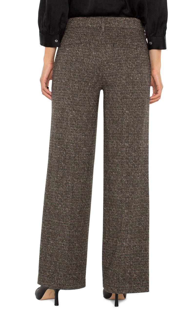 Kelsey Wide Leg Trouser | Black Tan Herringbone