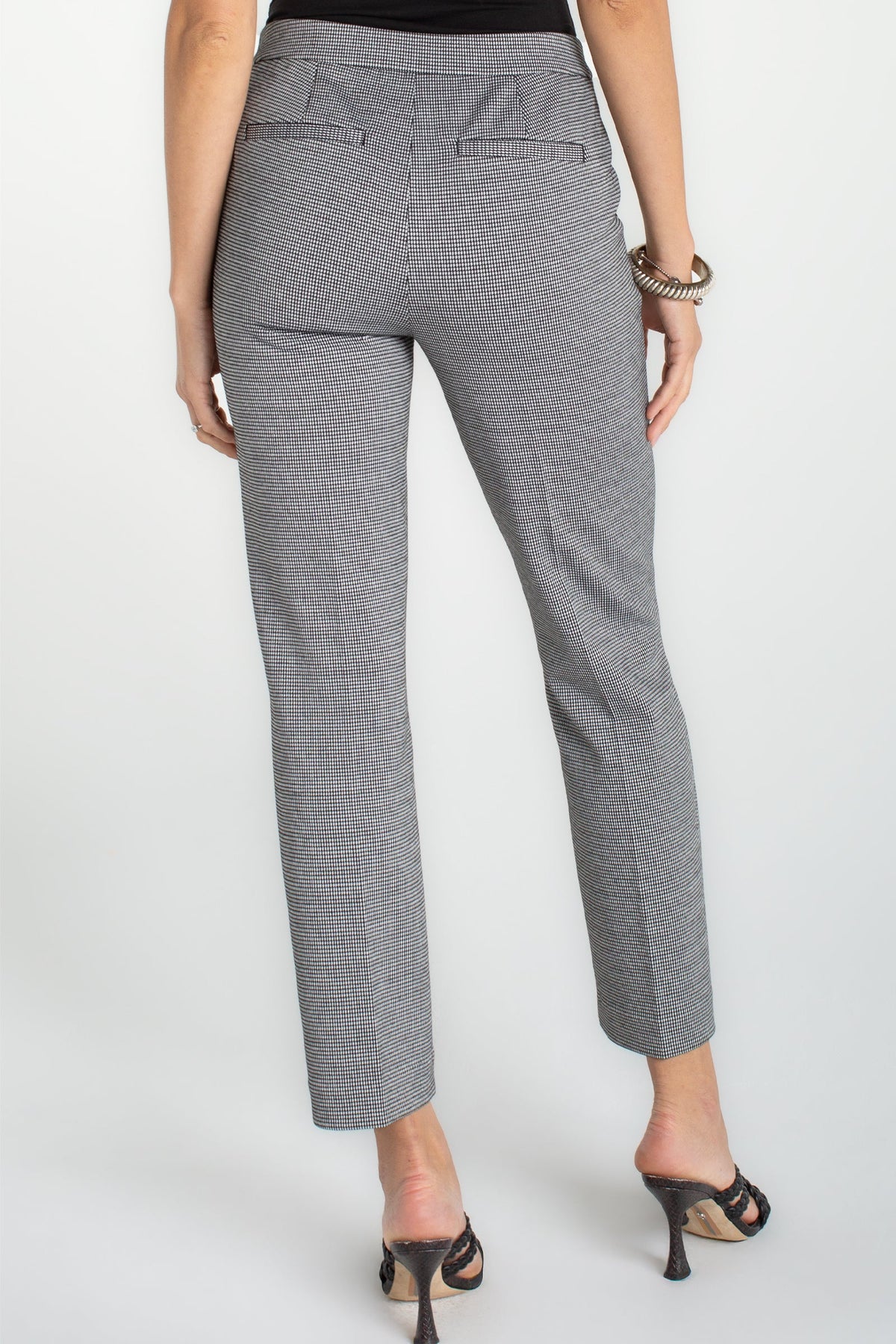 Kayla Pull-On Trouser | Black/White Mini Check